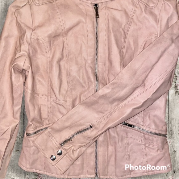 BLACK RIVET Faux Leather Moto Jacket, Pink, Wmn's LG - Picture 6 of 8